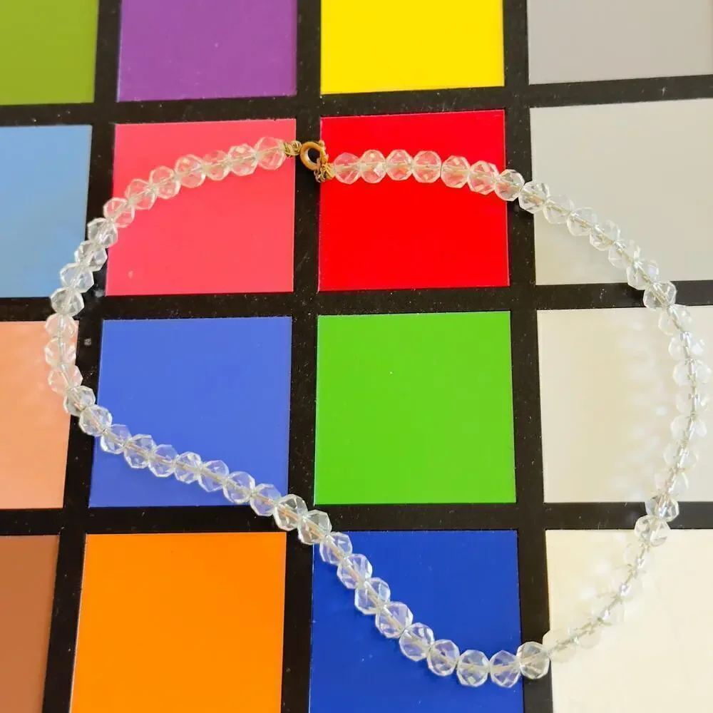 14” Faceted Crystal Beaded Necklace Choker Vintage 1940s Flowergirl
